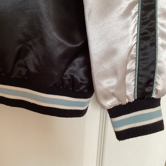 Vero Moda Women's Embroidered Bomber Jacket Size L Satin Feel Floral Lined - Picture 10 of 12